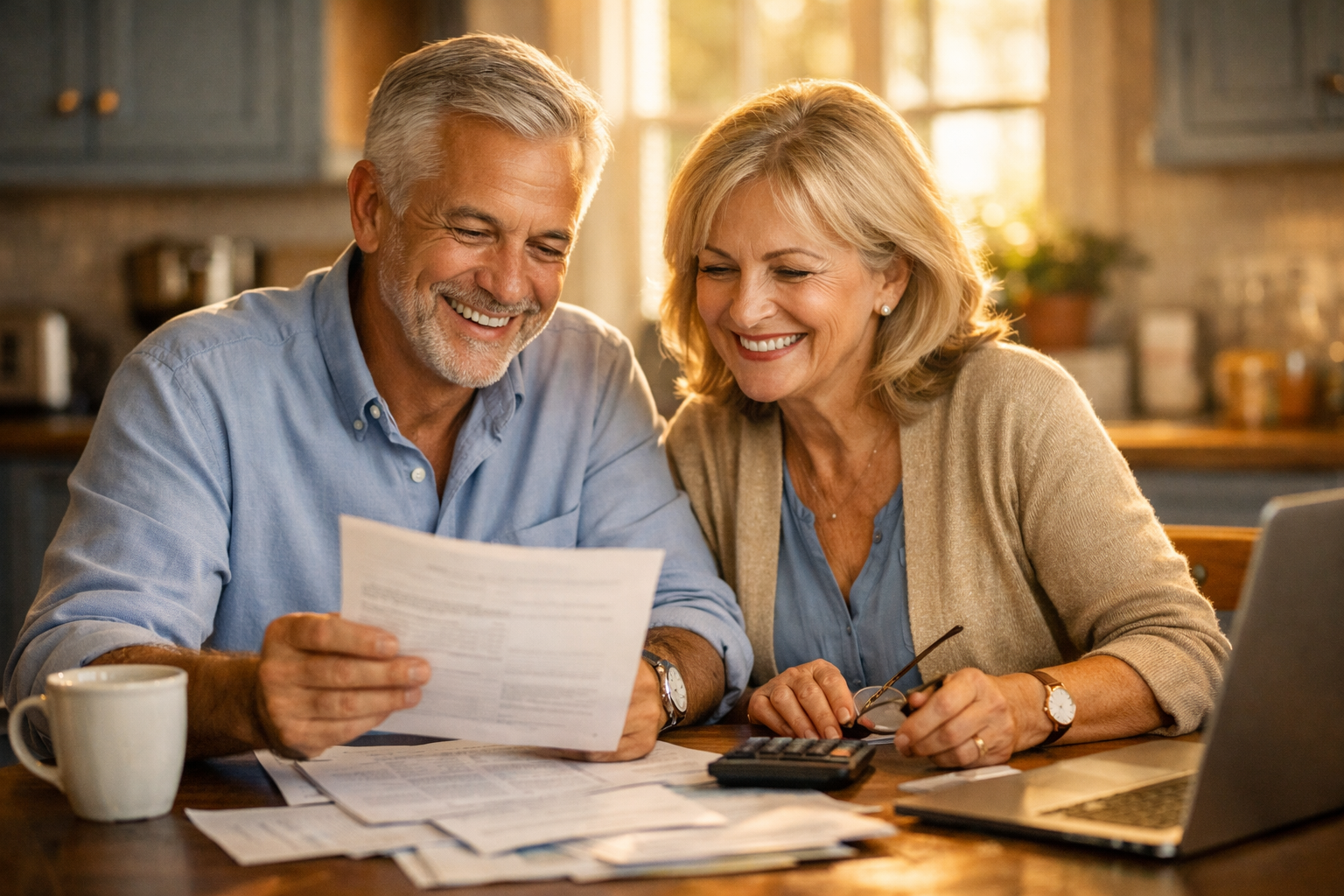 Couple reviewing financial documents